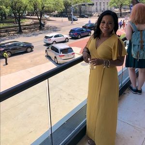 LULUS FULL LENGTH YELLOW WRAP DRESS